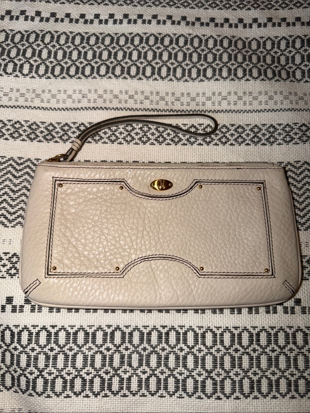 Cole Haan leather Wristlet Clutch with Gold Hardware